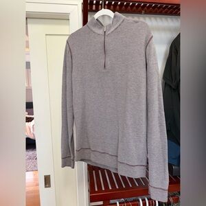 Peter Millar Men's Light Gray/Maroon Zip-Up Sweater
